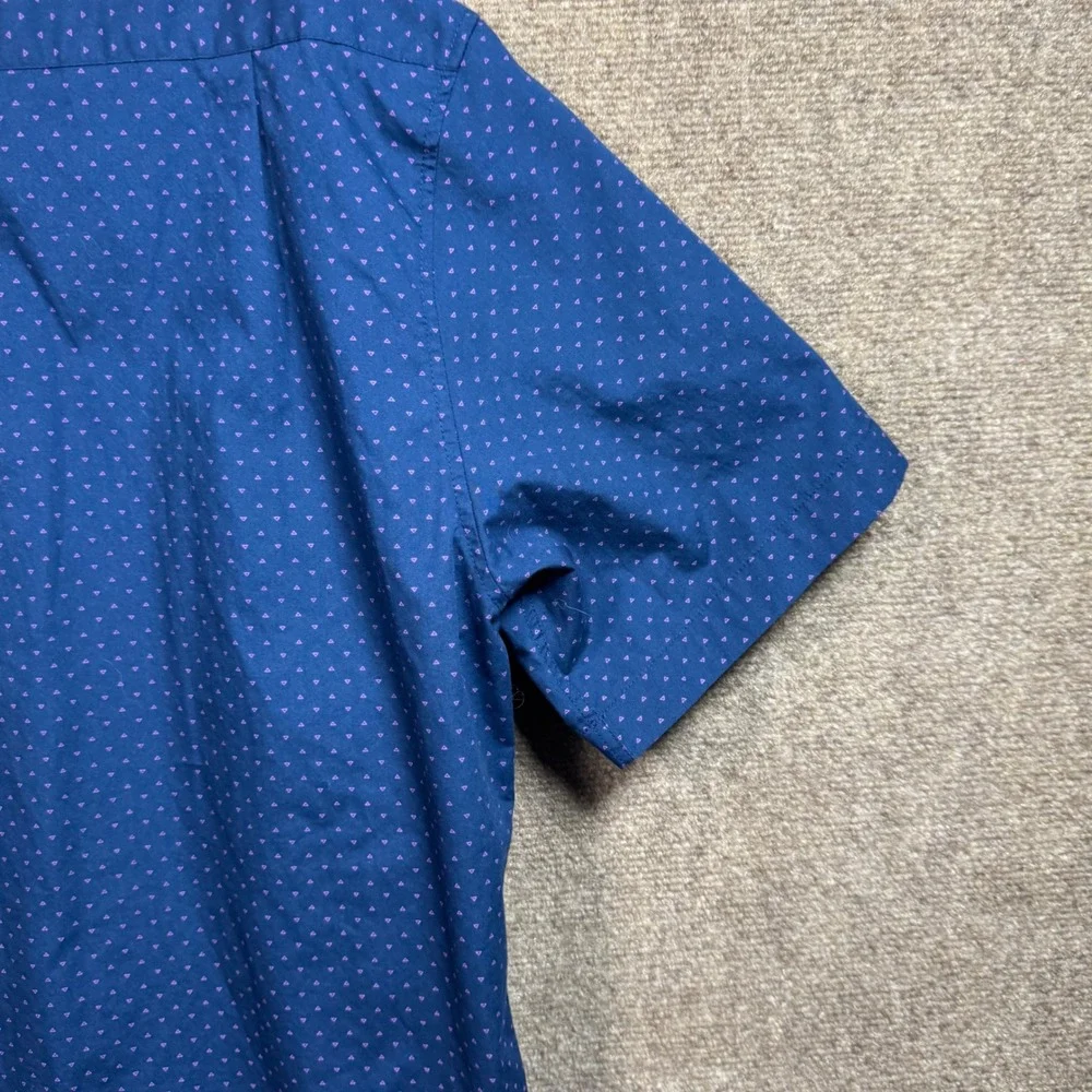 Beverly Hills Polo Club Button Down XL Short Sleeve Geometric Navy Blue